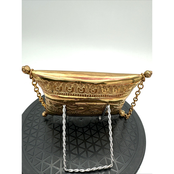 Stunning Vintage Neiman Marcus Brass Gold Pillow Clutch EUC - Picture 3 of 9